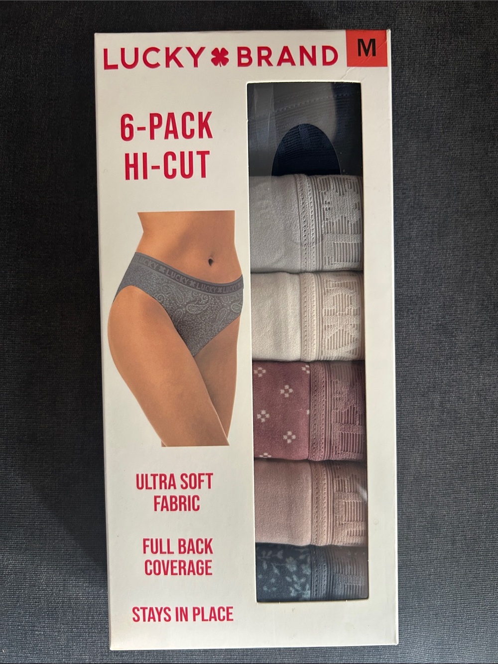 Lucky Brand 6-Pack Hi-Cut Briefs in Navy, Cream, Blush, Mauve